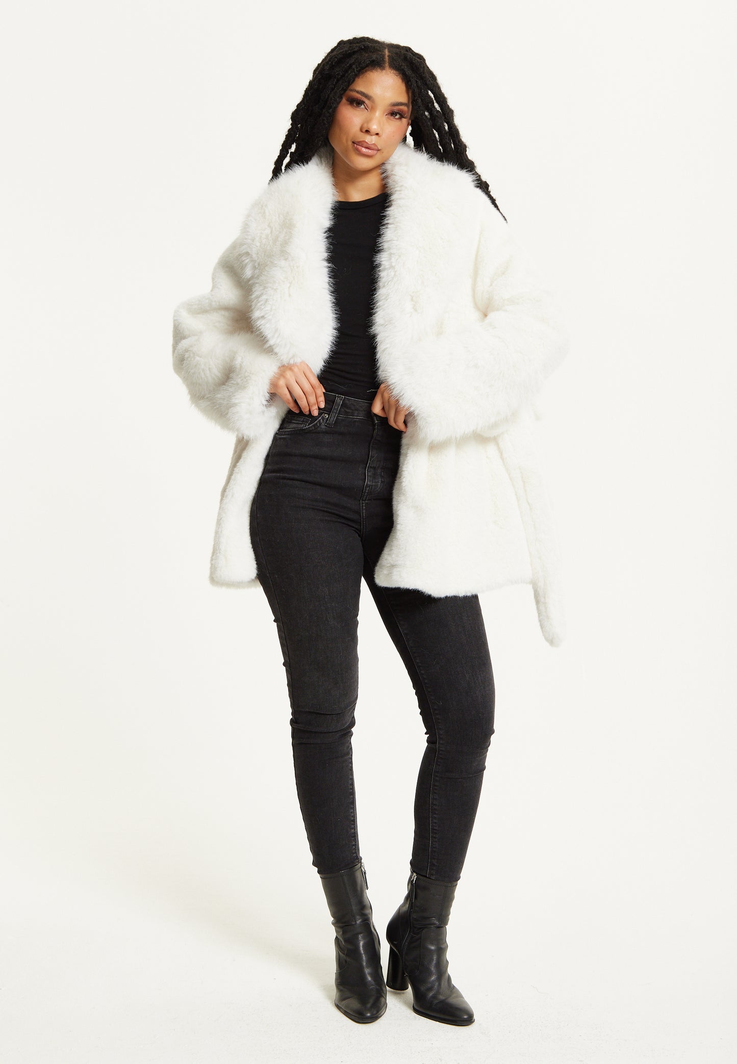 
                  
                    Faux Fur Coat in White
                  
                