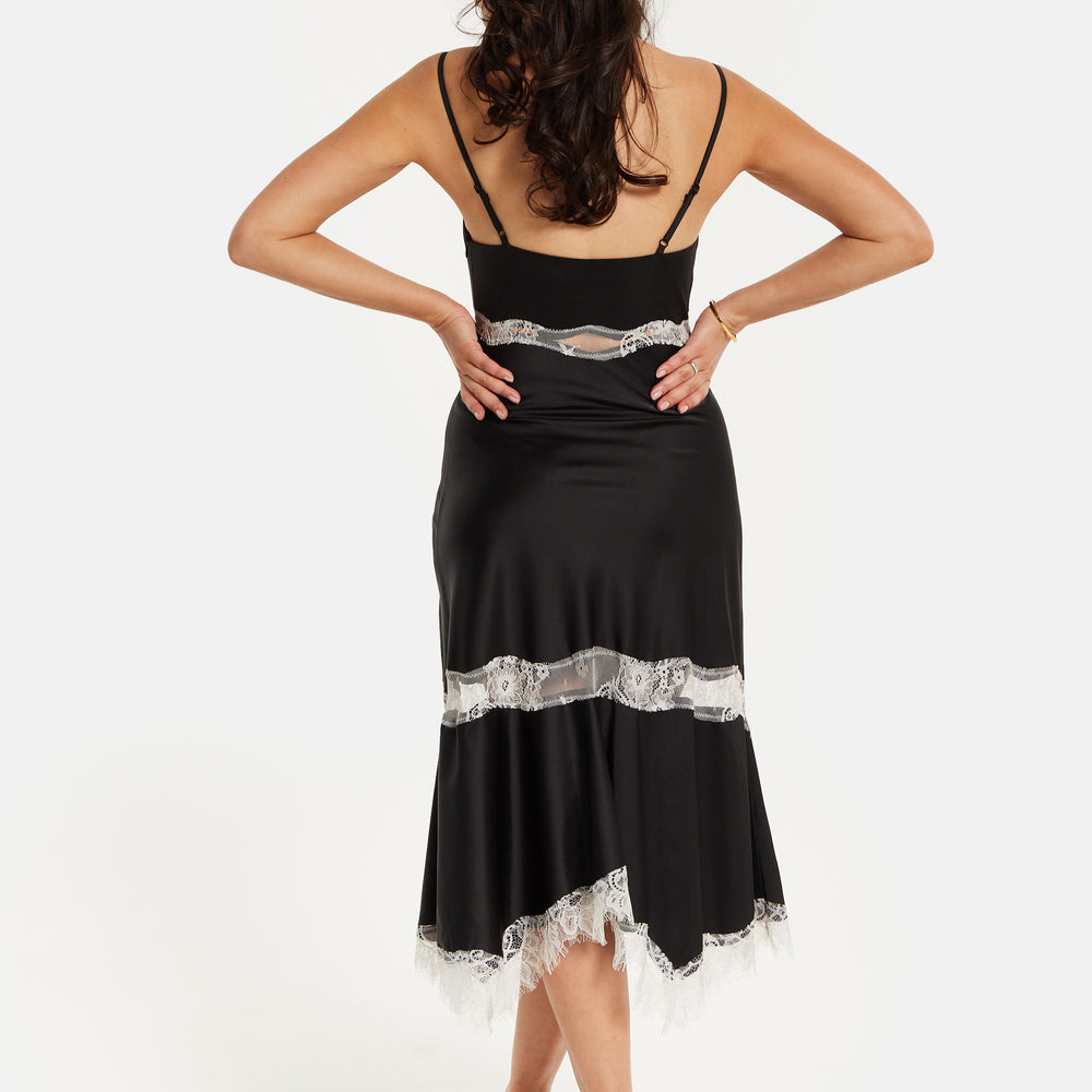 
                  
                    Liquorish Elegant Black Midi Dress With Lace Details
                  
                