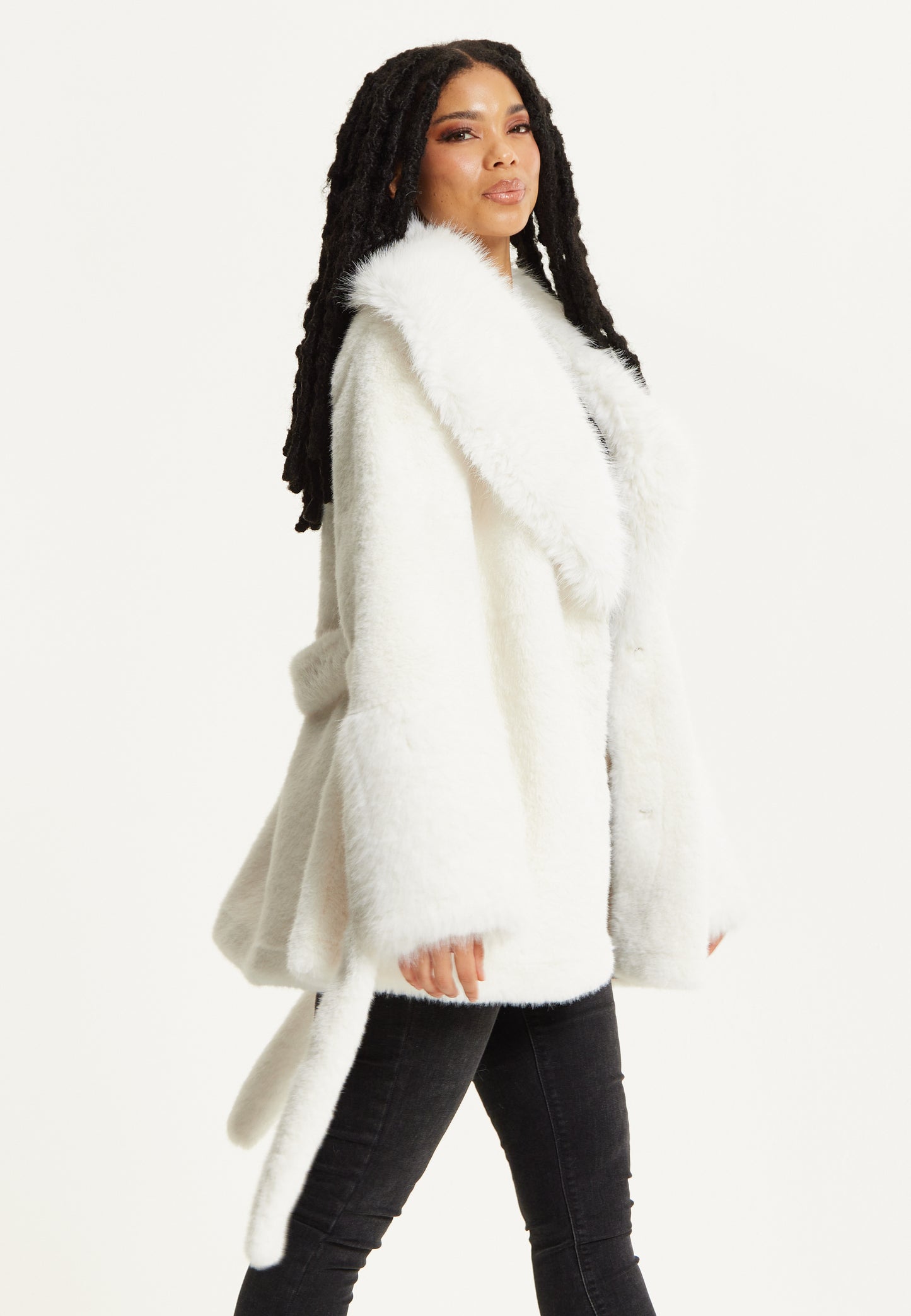 
                  
                    Faux Fur Coat in White
                  
                