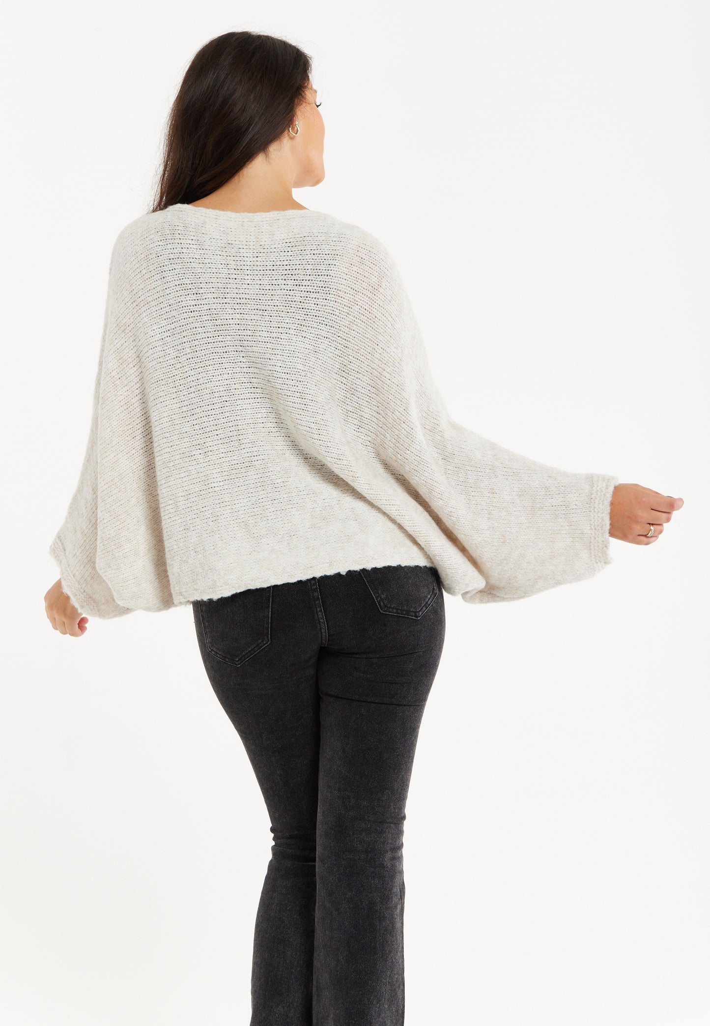 
                  
                    Women's Jumper in Beige with Asymmetric Layered Shawl Design and Long Sleeves - Liquorish
                  
                