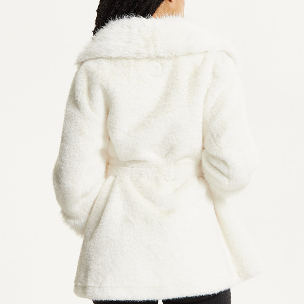 
                  
                    Faux Fur Coat in White
                  
                