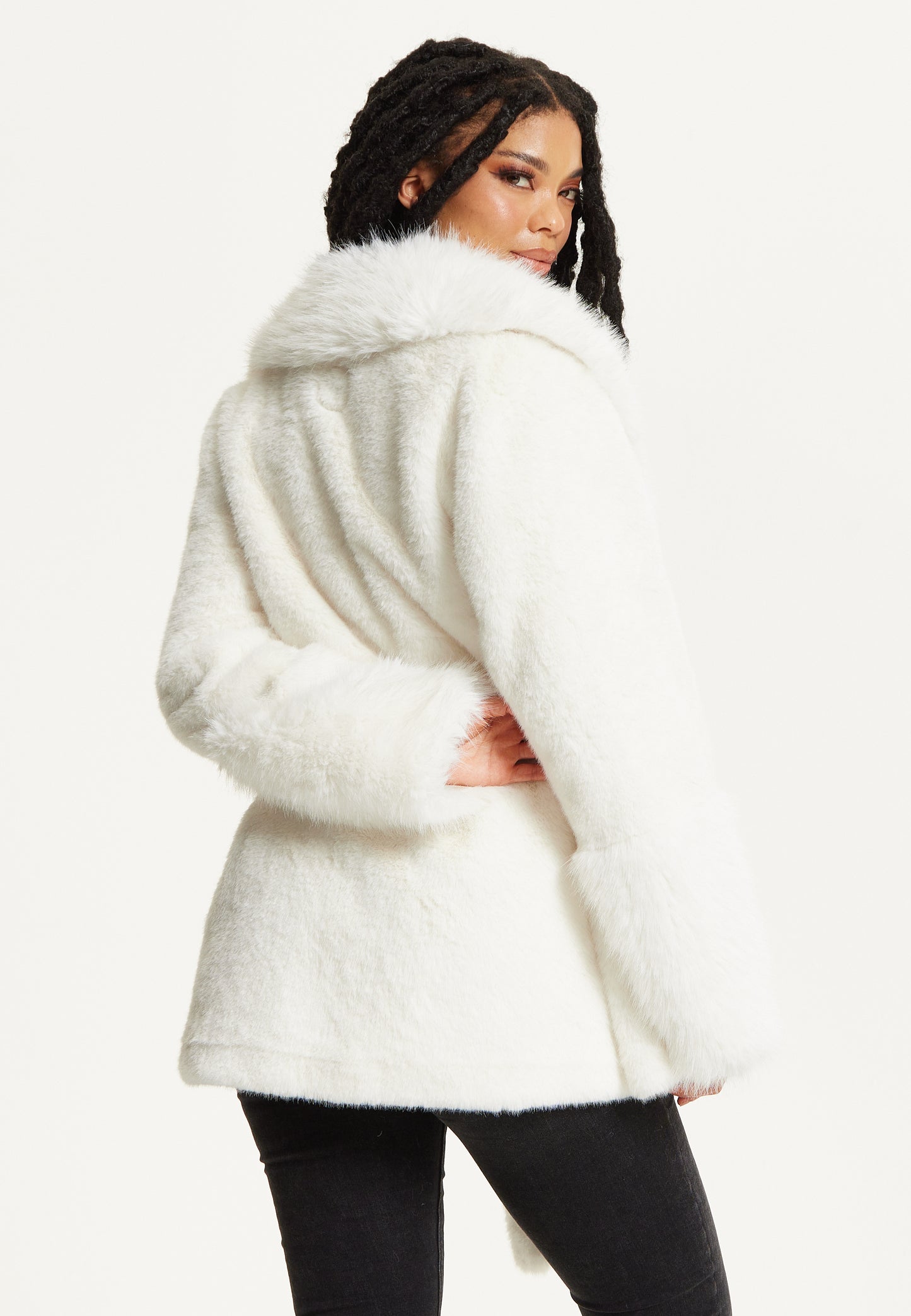 
                  
                    Faux Fur Coat in White
                  
                