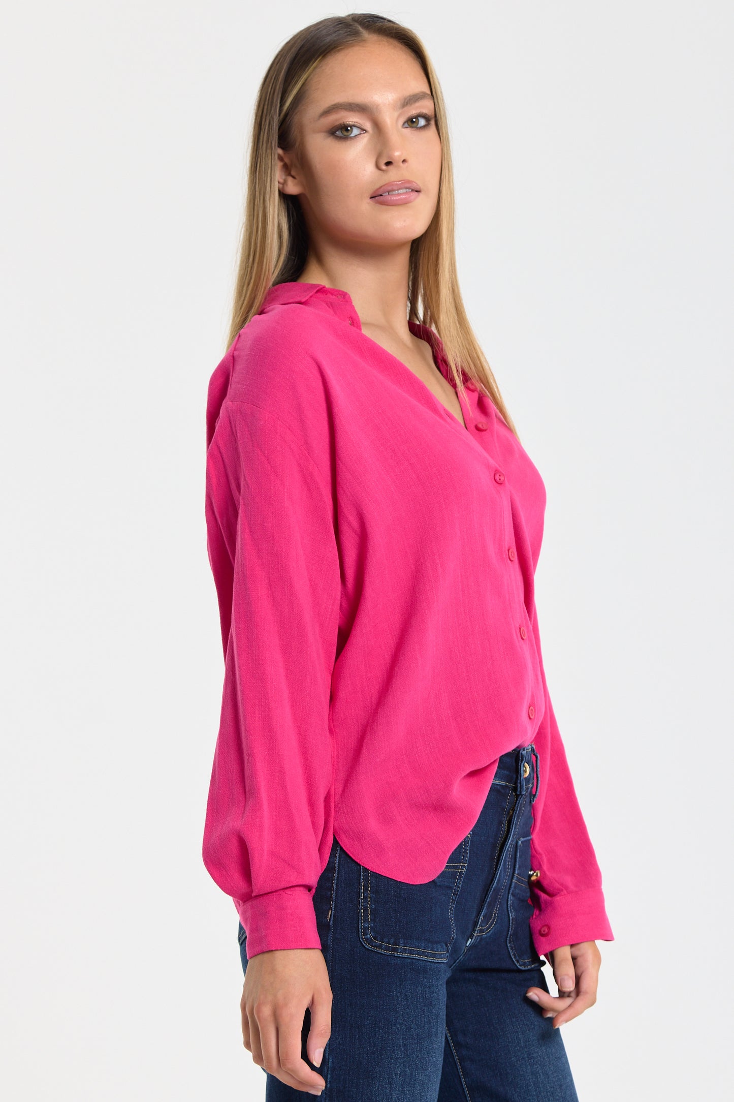 
                  
                    Hot Pink Linen Blend Relaxed Shirt
                  
                