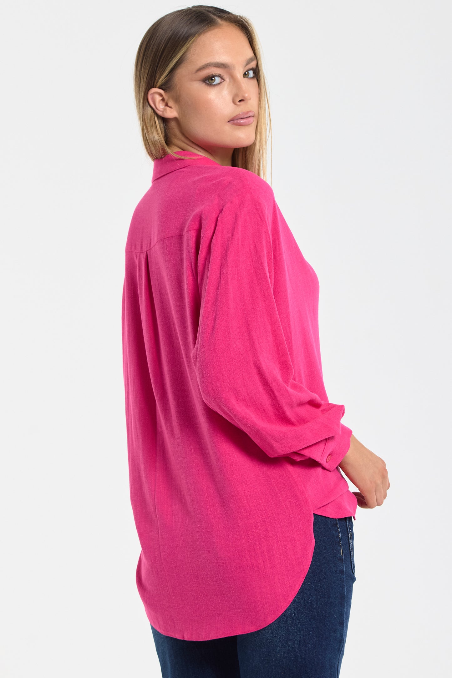 
                  
                    Hot Pink Linen Blend Relaxed Shirt
                  
                