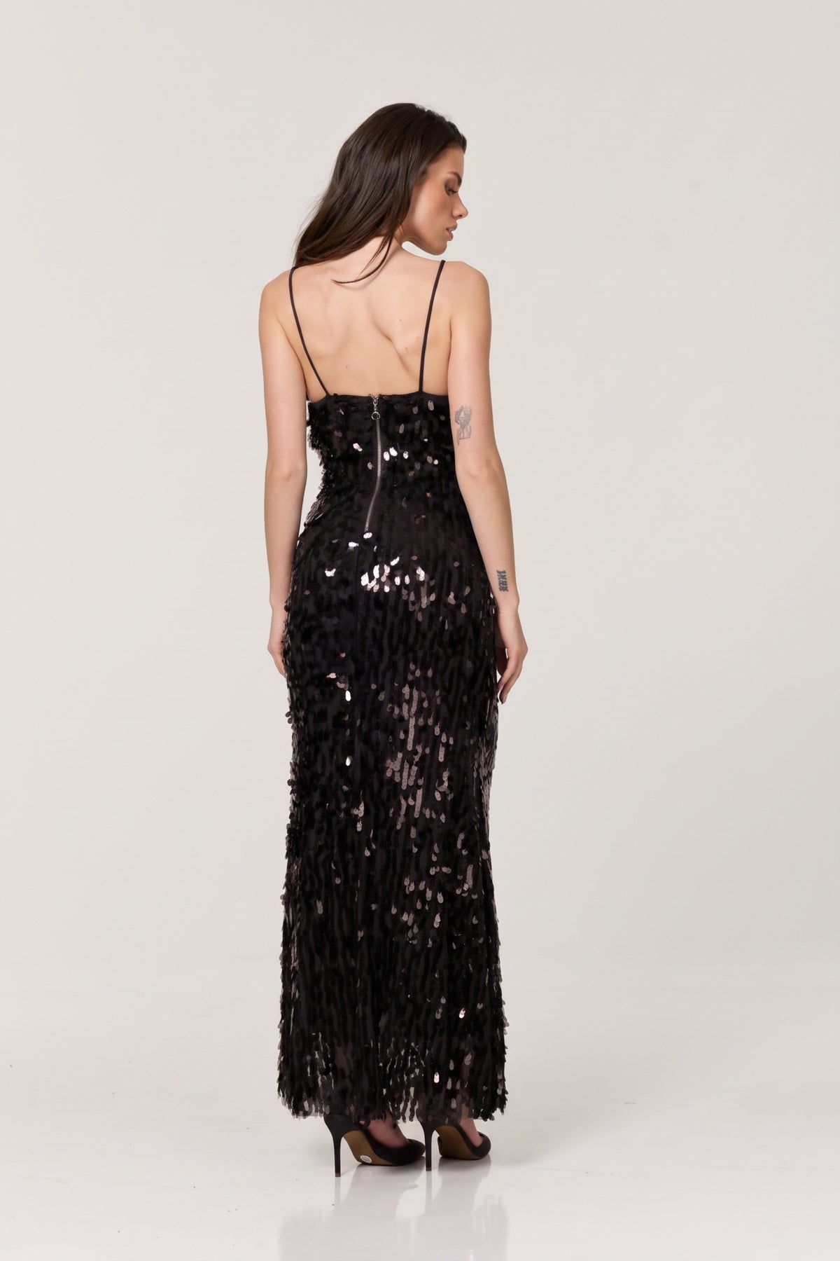 
                  
                    Black Sequin Plunge Maxi Dress
                  
                