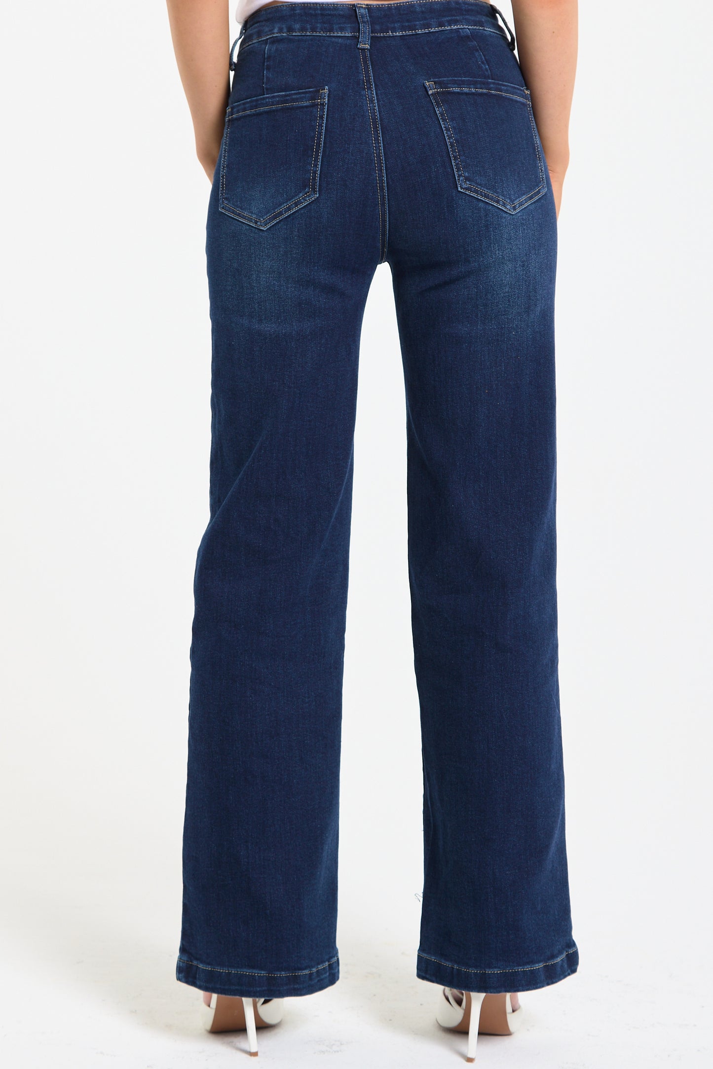 
                  
                    Dark Wash Patch Pocket Flare Jeans
                  
                