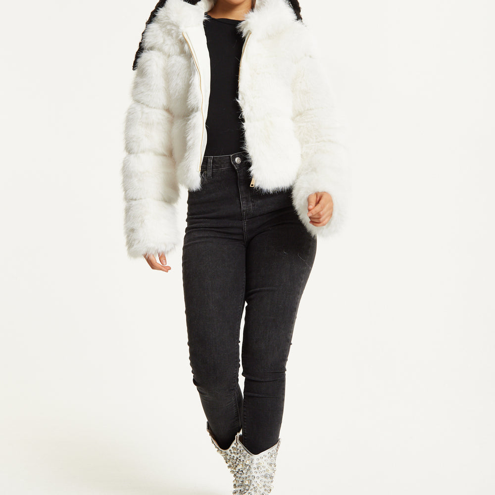 
                  
                    White Faux Fur Hooded Jacket
                  
                