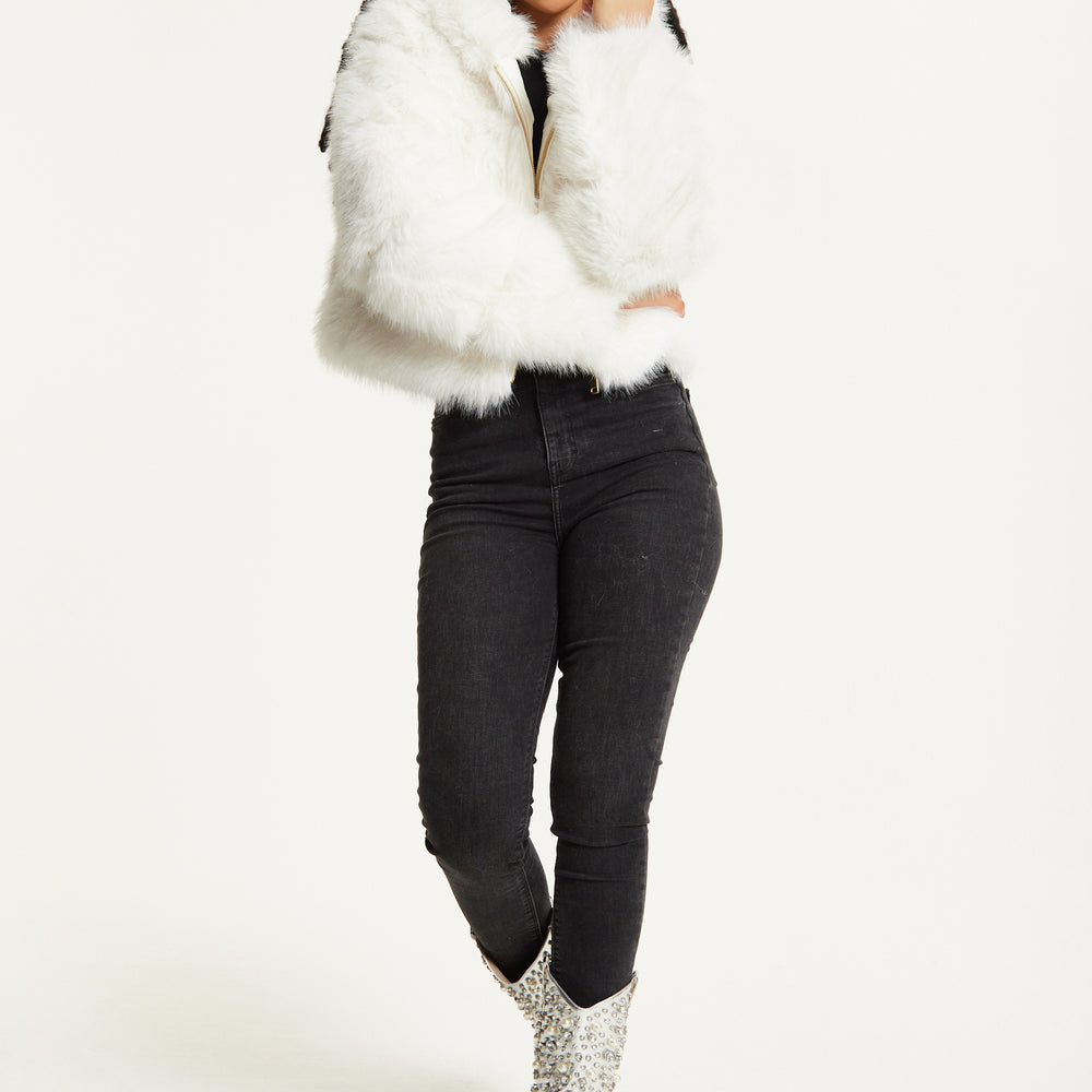 
                  
                    White Faux Fur Hooded Jacket
                  
                
