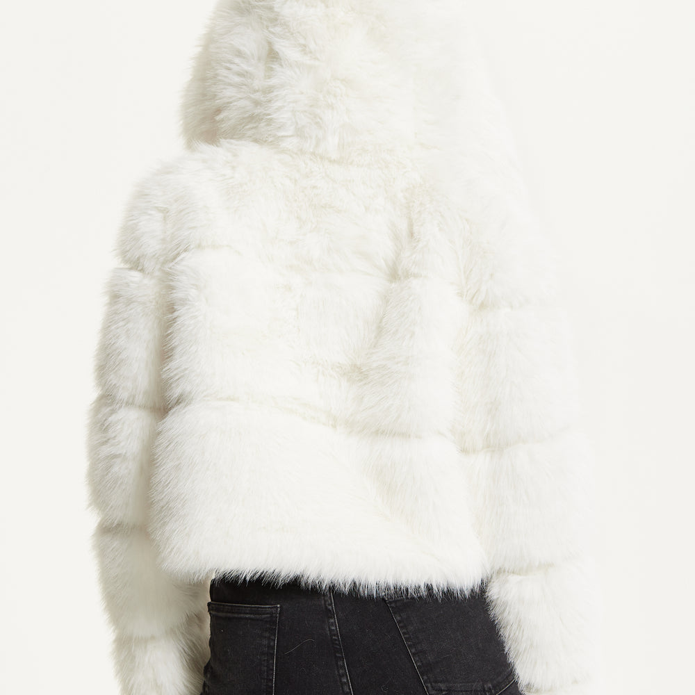 
                  
                    White Faux Fur Hooded Jacket
                  
                
