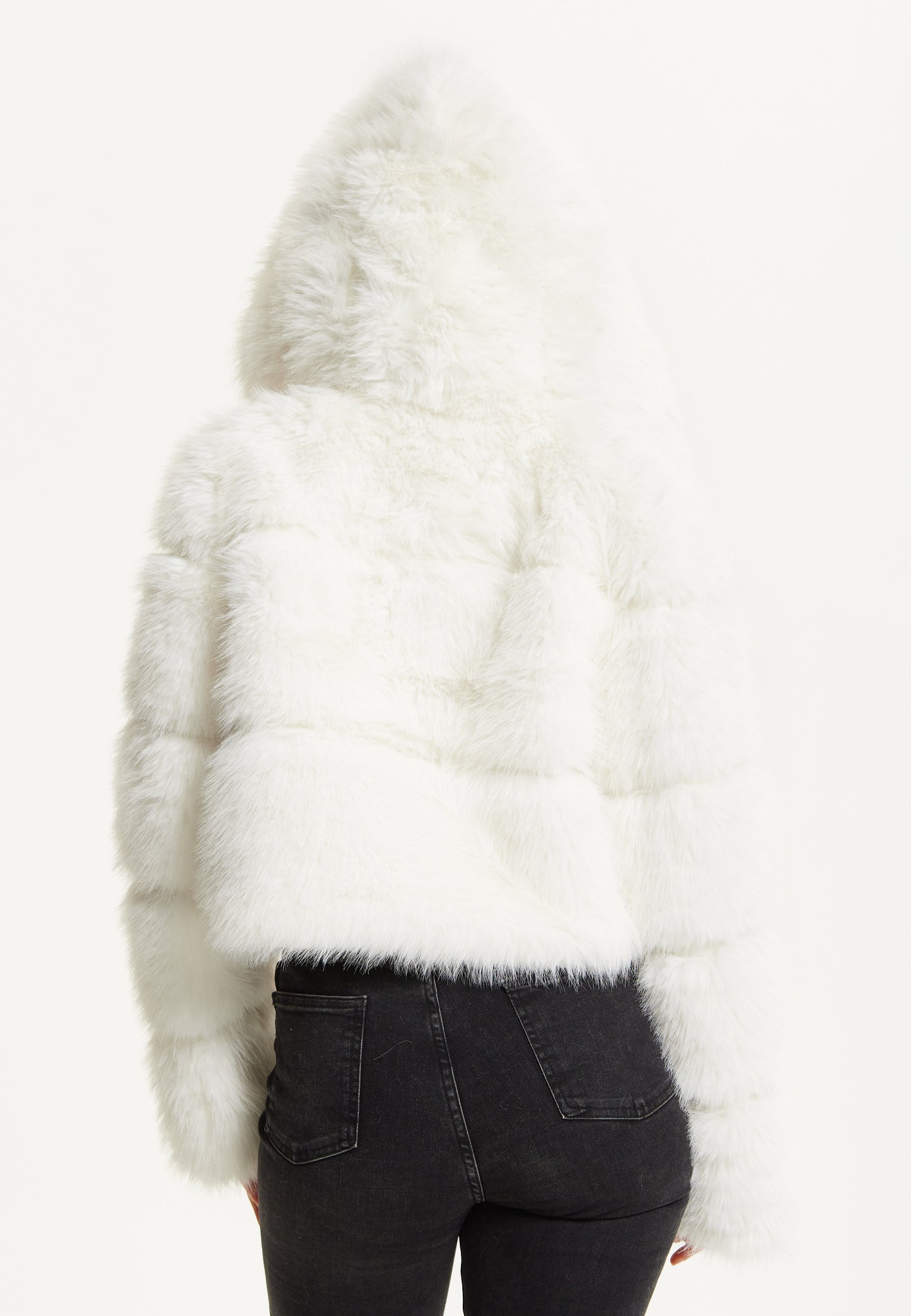 
                  
                    White Faux Fur Hooded Jacket
                  
                