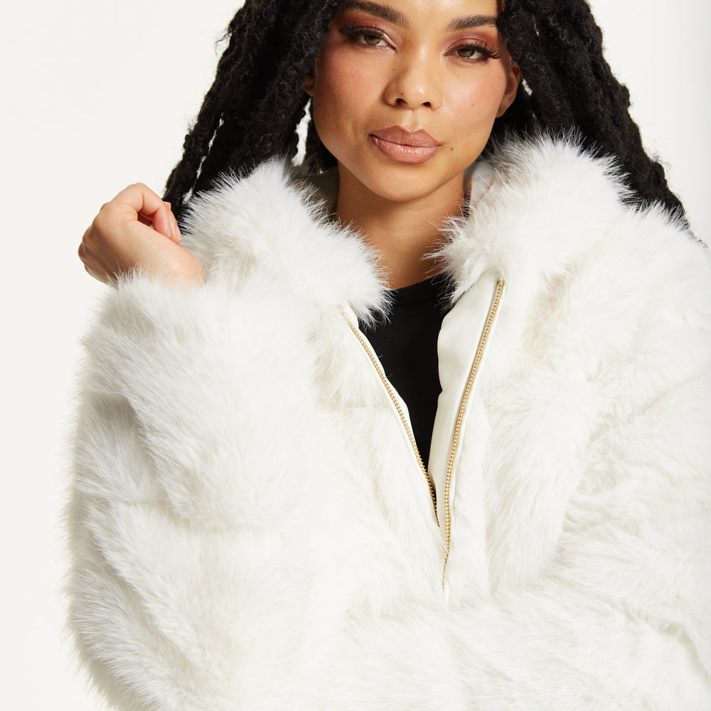 
                  
                    White Faux Fur Hooded Jacket
                  
                