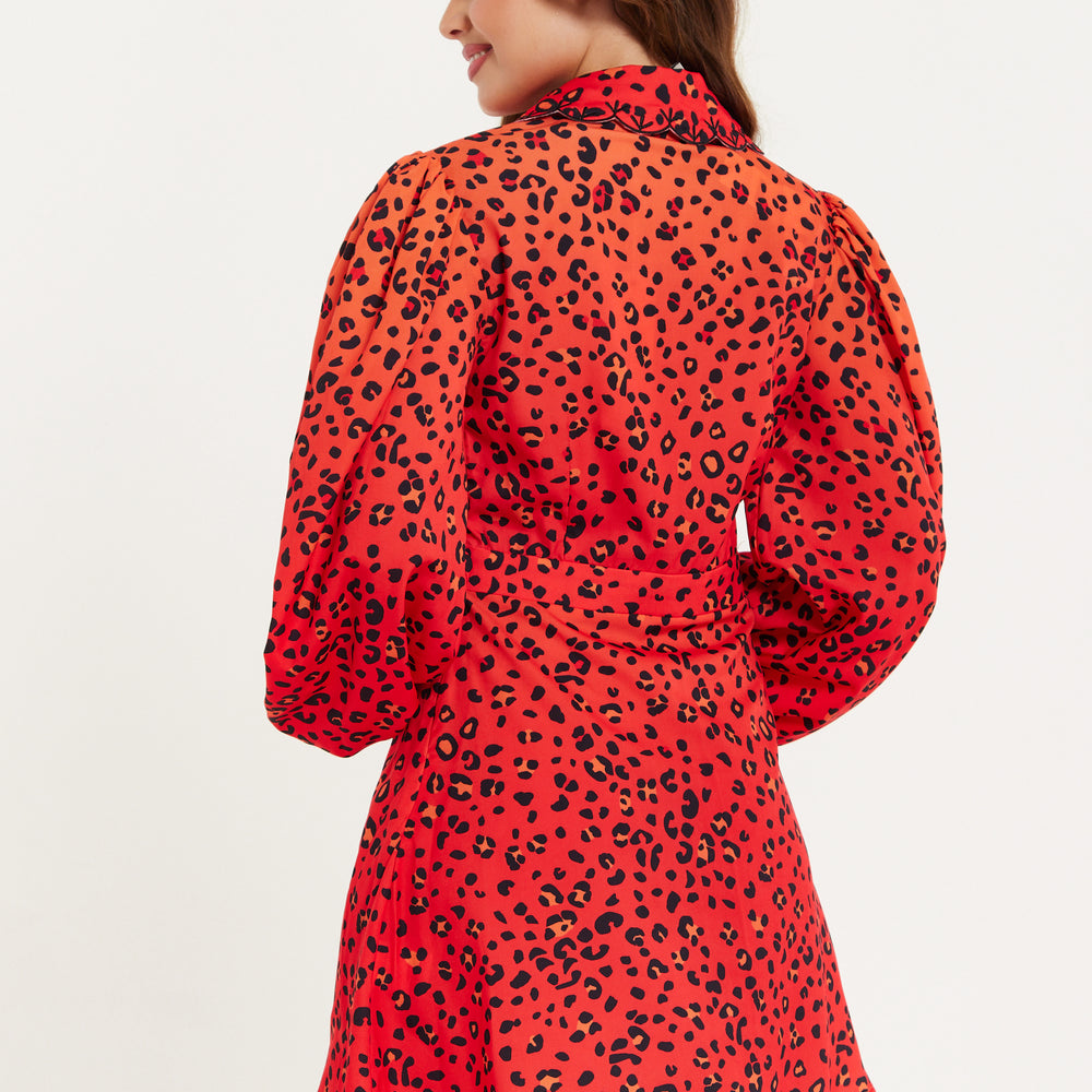 
                  
                    Animal Print Dress With Scalloped Collar
                  
                