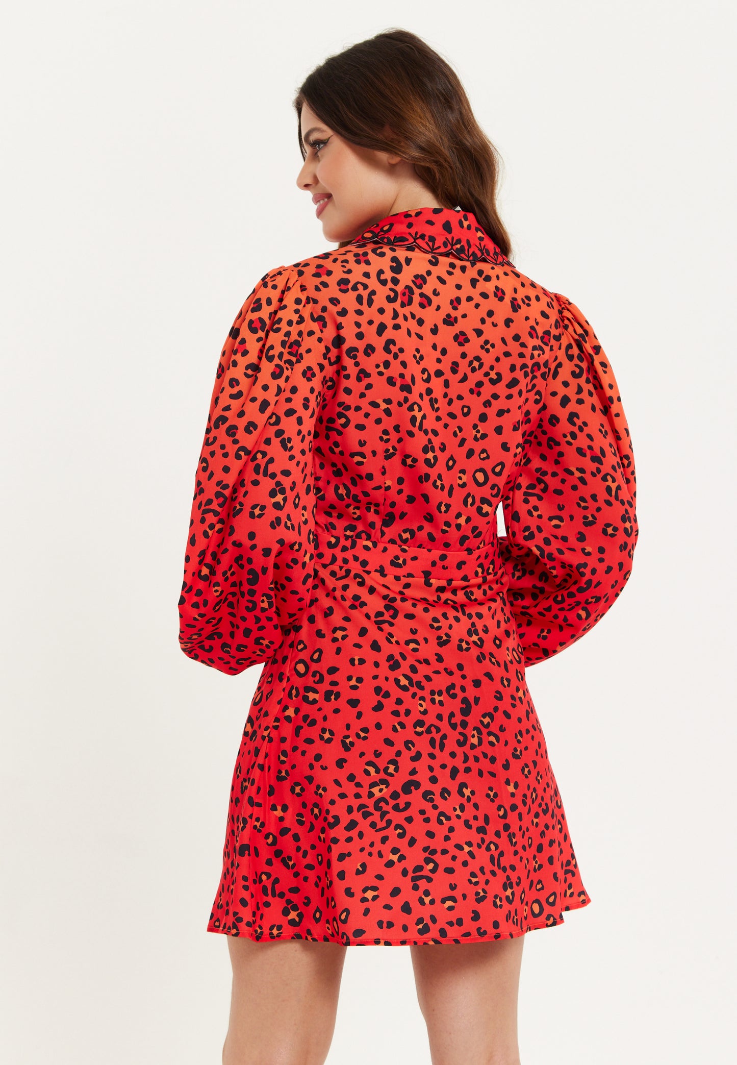 
                  
                    Animal Print Dress With Scalloped Collar
                  
                