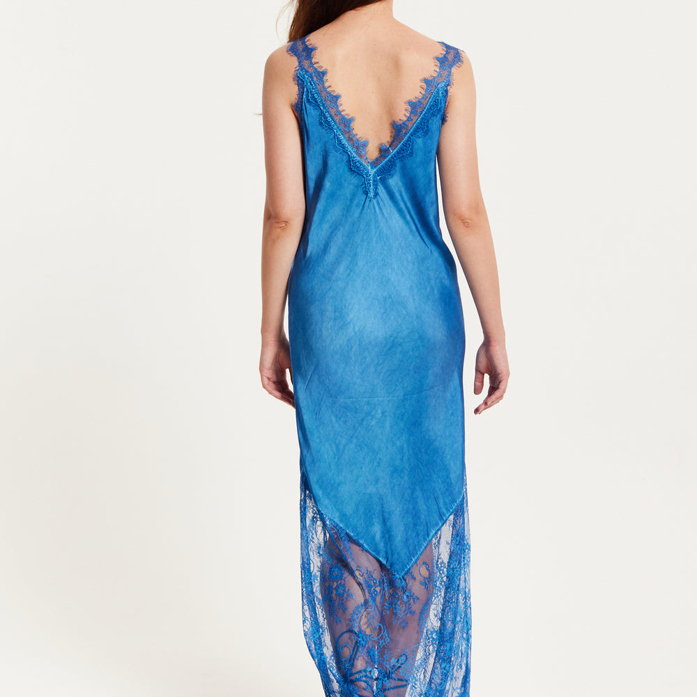 
                  
                    Liquorish Lace Detailed V-Neck Maxi Dress In Blue
                  
                