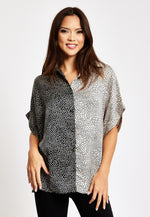 Liquorish Monochrome Polka Dot Print Shirt With Short Sleeves