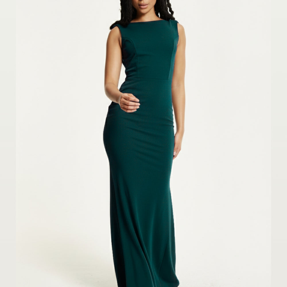 
                  
                    Emerald Green Draped Cowl Back Maxi Dress
                  
                