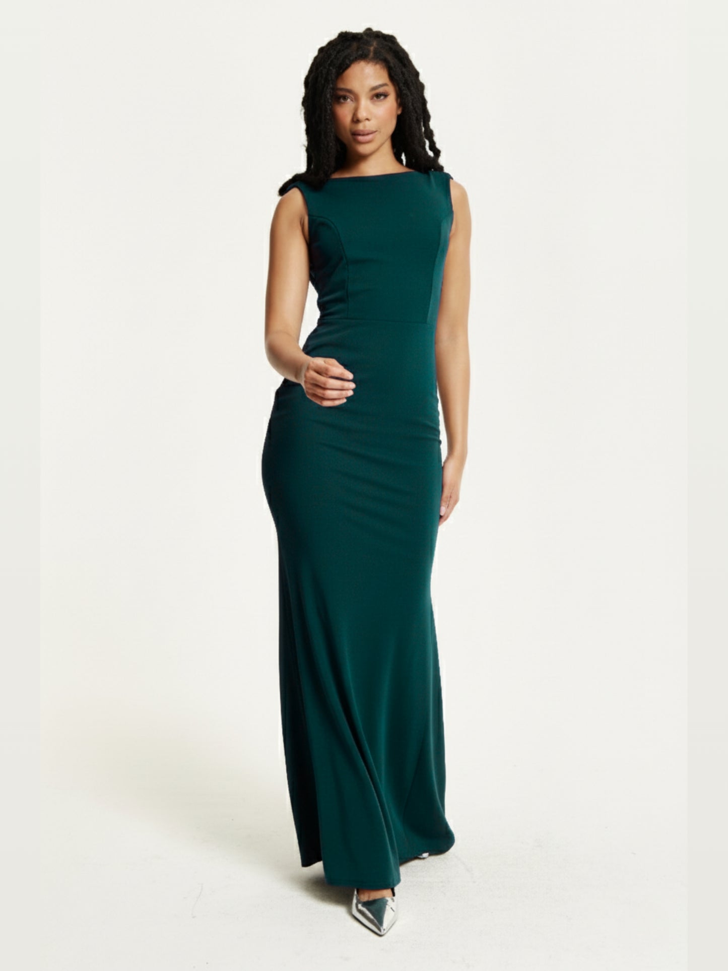 
                  
                    Emerald Green Draped Cowl Back Maxi Dress
                  
                