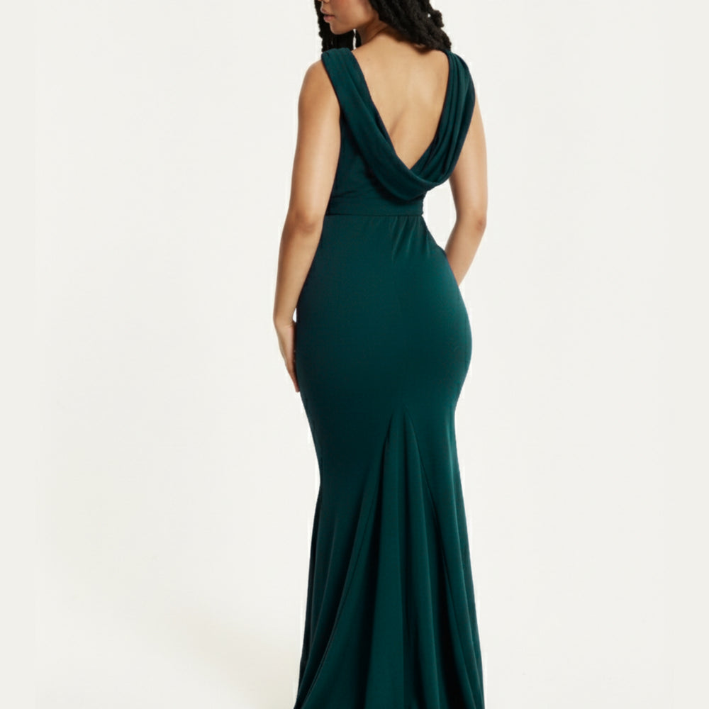 
                  
                    Emerald Green Draped Cowl Back Maxi Dress
                  
                