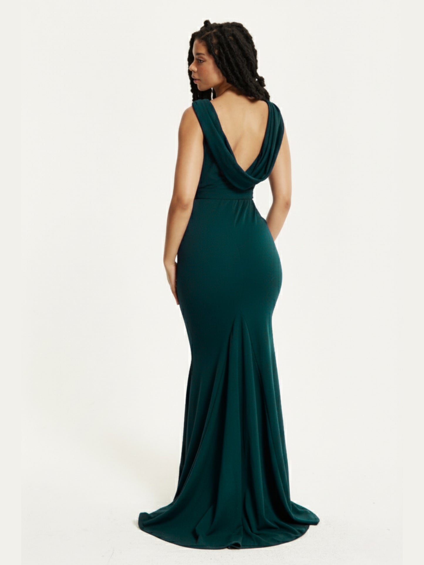 
                  
                    Emerald Green Draped Cowl Back Maxi Dress
                  
                