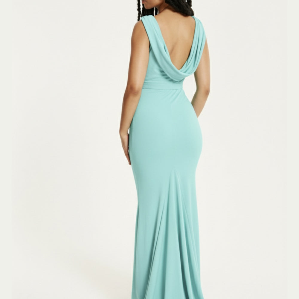 
                  
                    Turquoise Draped Cowl Back Maxi Dress
                  
                