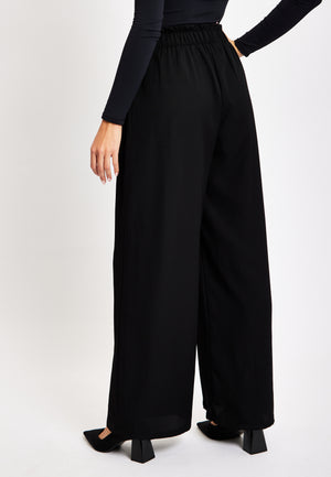 Liquorish Black Wide Leg Trousers