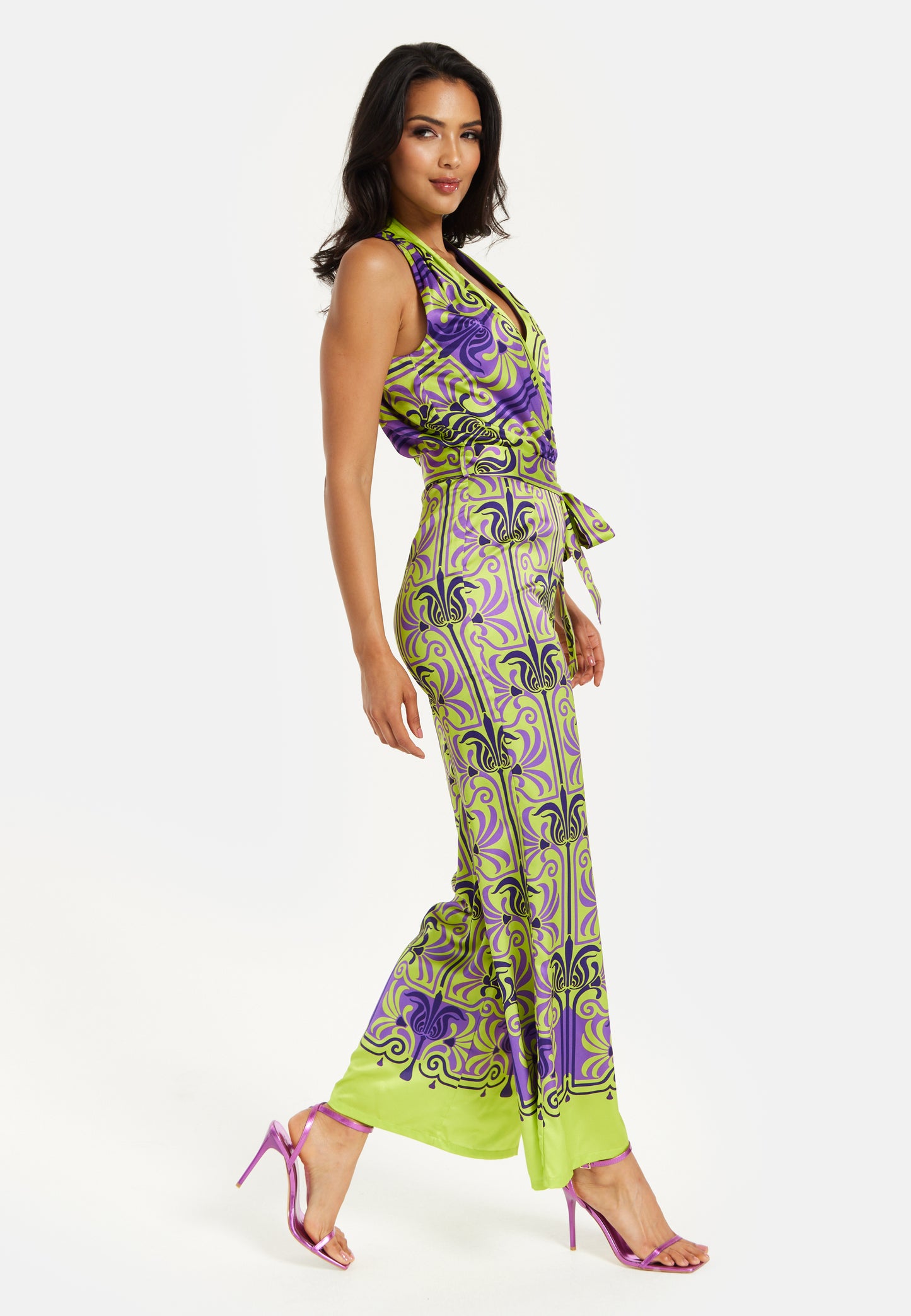 
                  
                    Liquorish Printed Shawl Tie Neck Palazzo Jumpsuit
                  
                