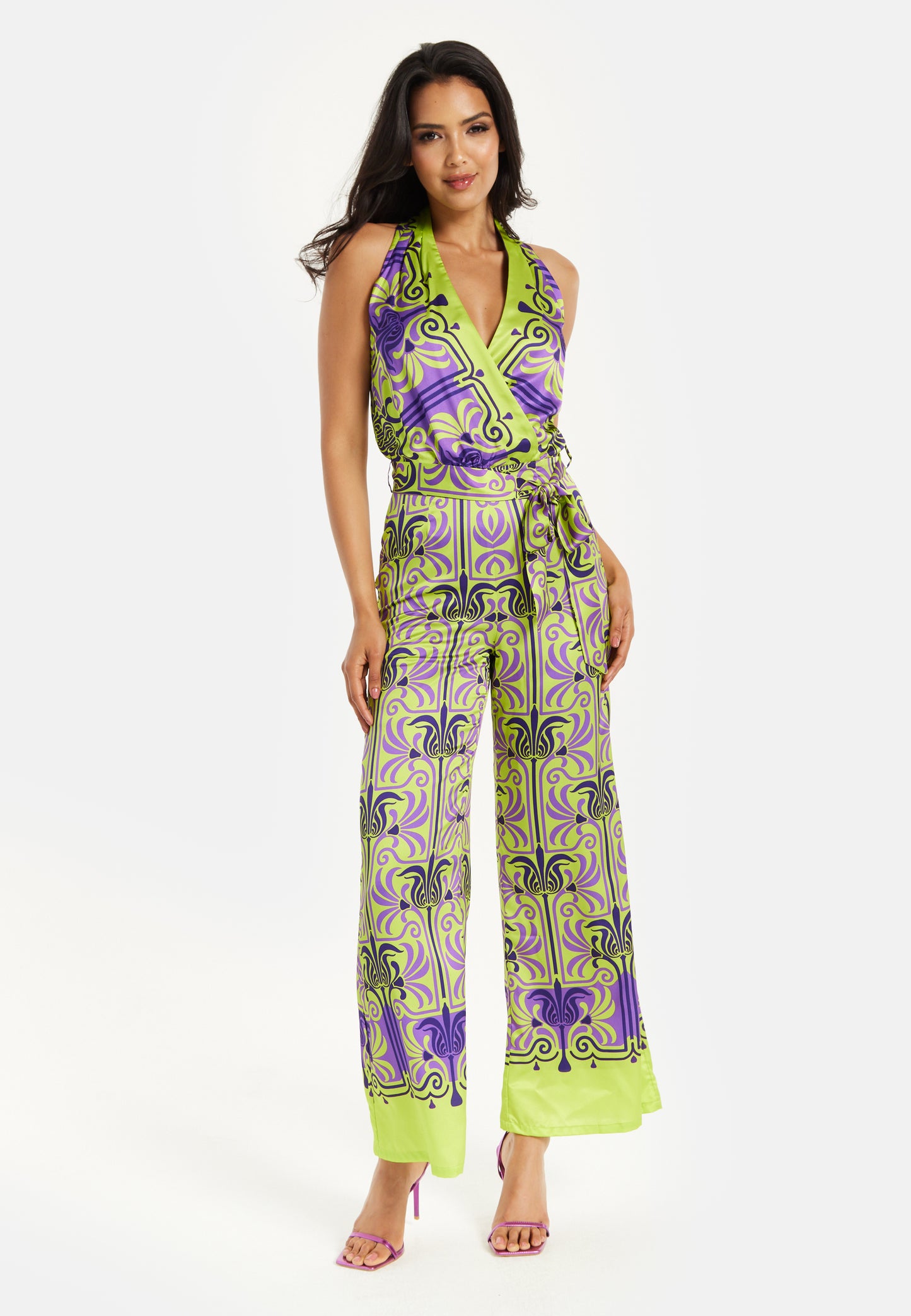 
                  
                    Liquorish Printed Shawl Tie Neck Palazzo Jumpsuit
                  
                