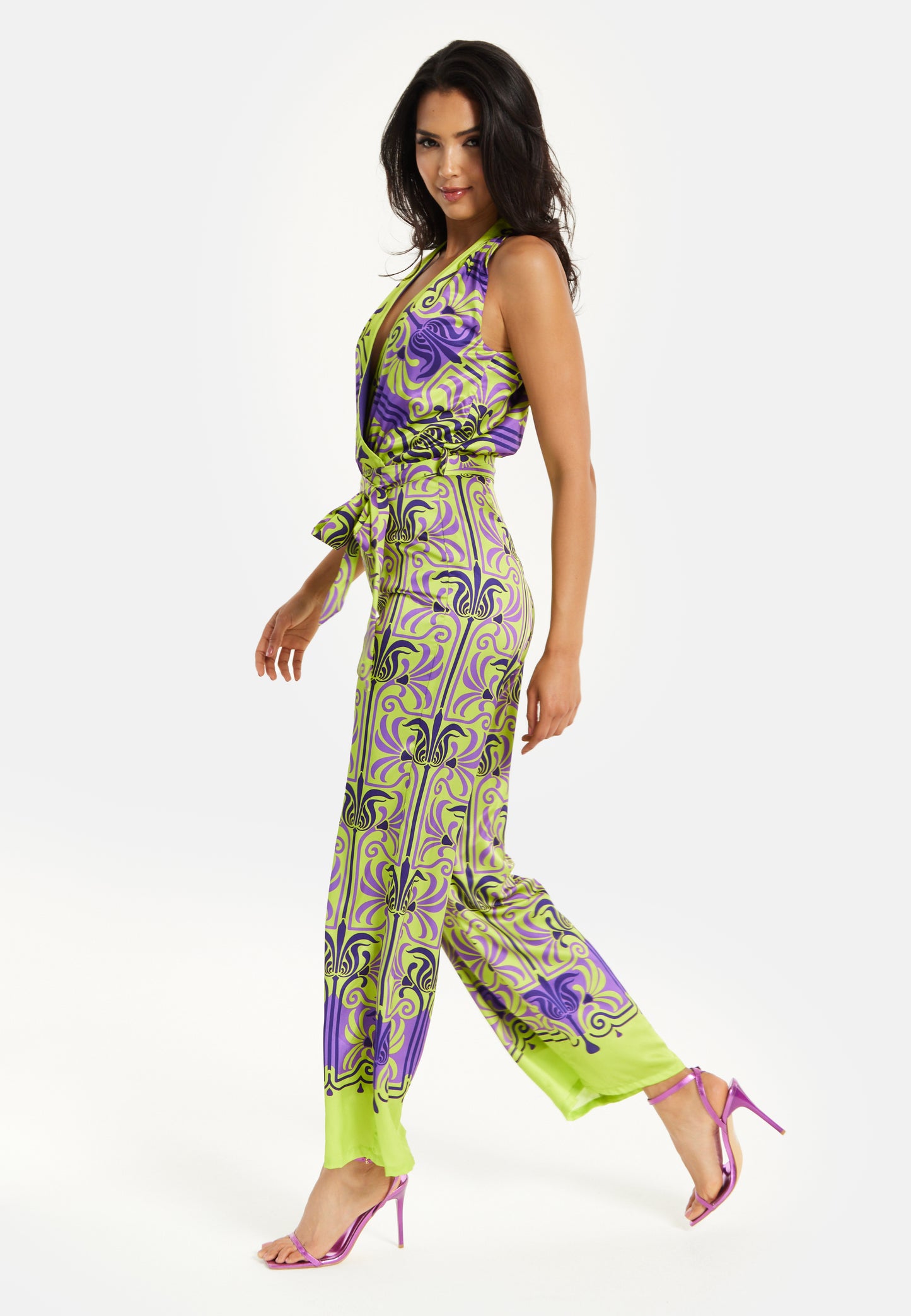 
                  
                    Liquorish Printed Shawl Tie Neck Palazzo Jumpsuit
                  
                