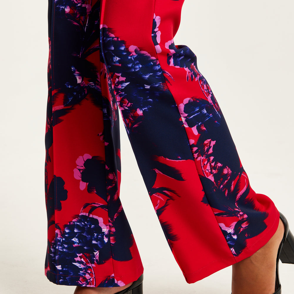 
                  
                    Liquorish Floral Print Tailored Red Trousers
                  
                