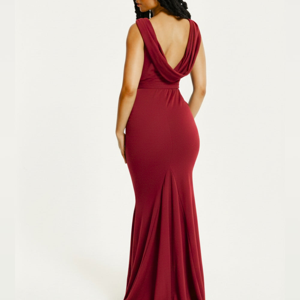 
                  
                    Burgundy Draped Cowl Back Maxi Dress
                  
                