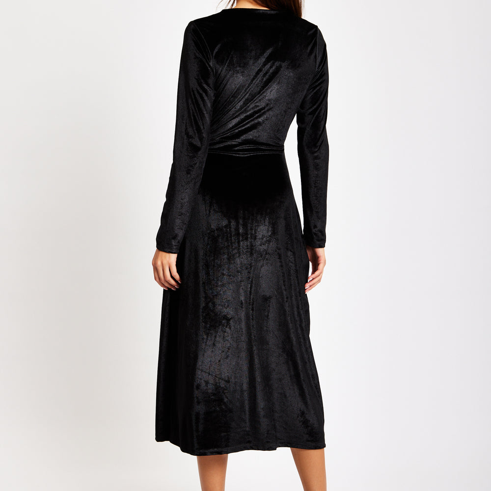 
                  
                    Liquorish Black Velvet Midi Dress With Lace Details
                  
                