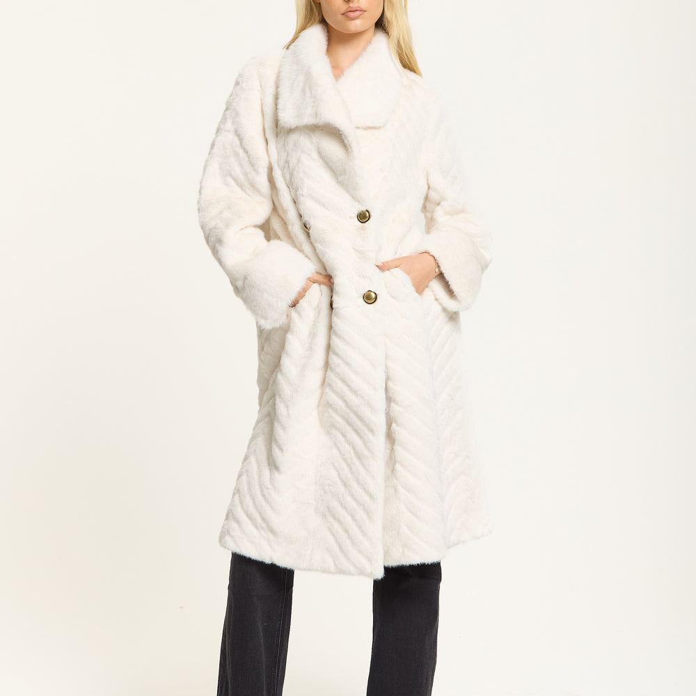 
                  
                    Ivory Faux Fur Longline Coat
                  
                