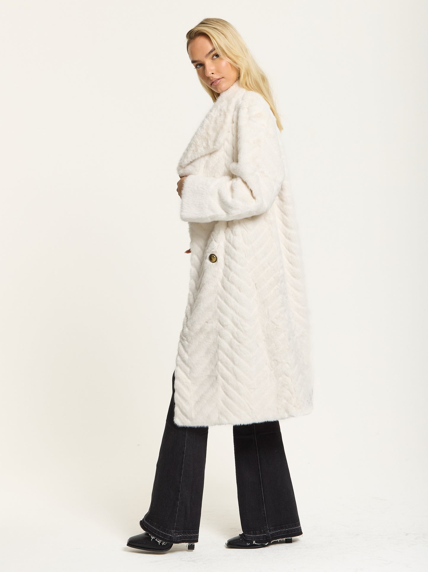 
                  
                    Ivory Faux Fur Longline Coat
                  
                