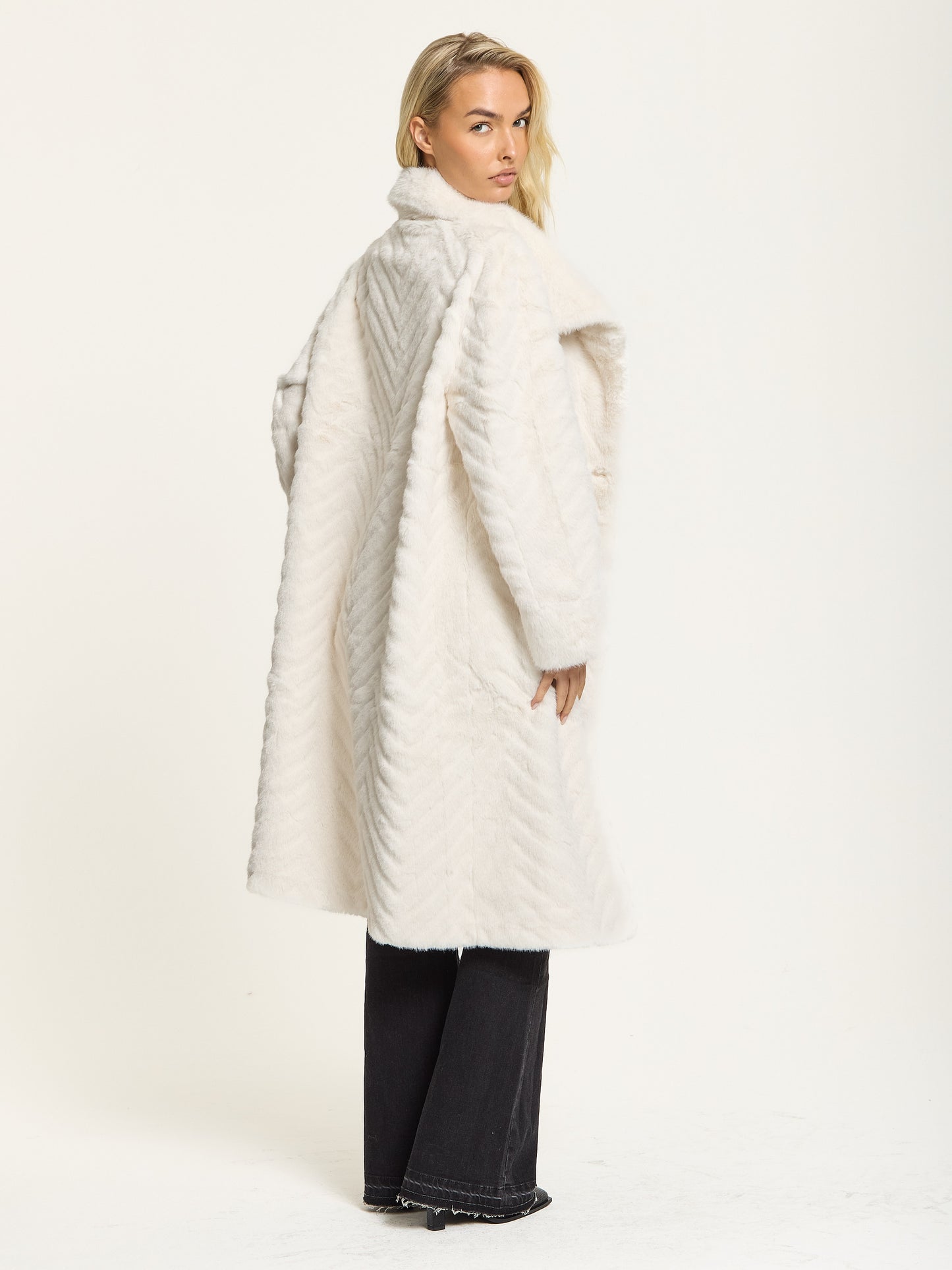 
                  
                    Ivory Faux Fur Longline Coat
                  
                
