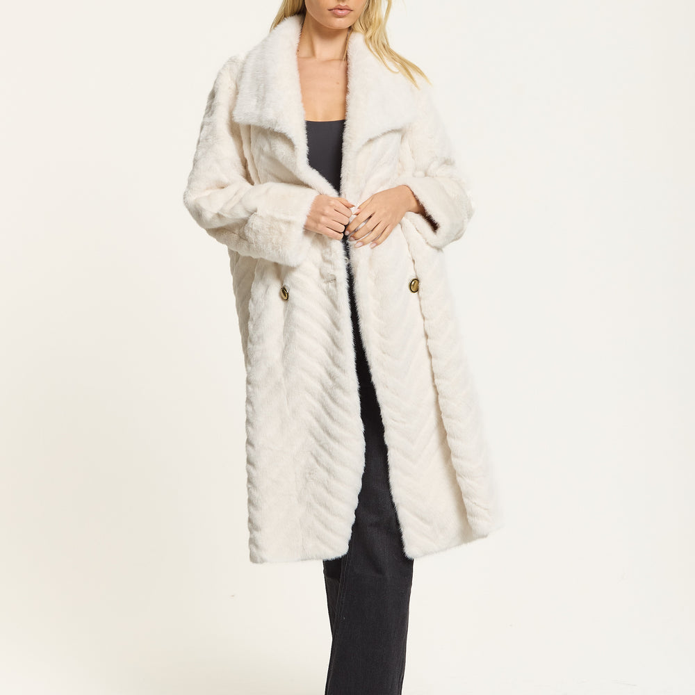 
                  
                    Ivory Faux Fur Longline Coat
                  
                