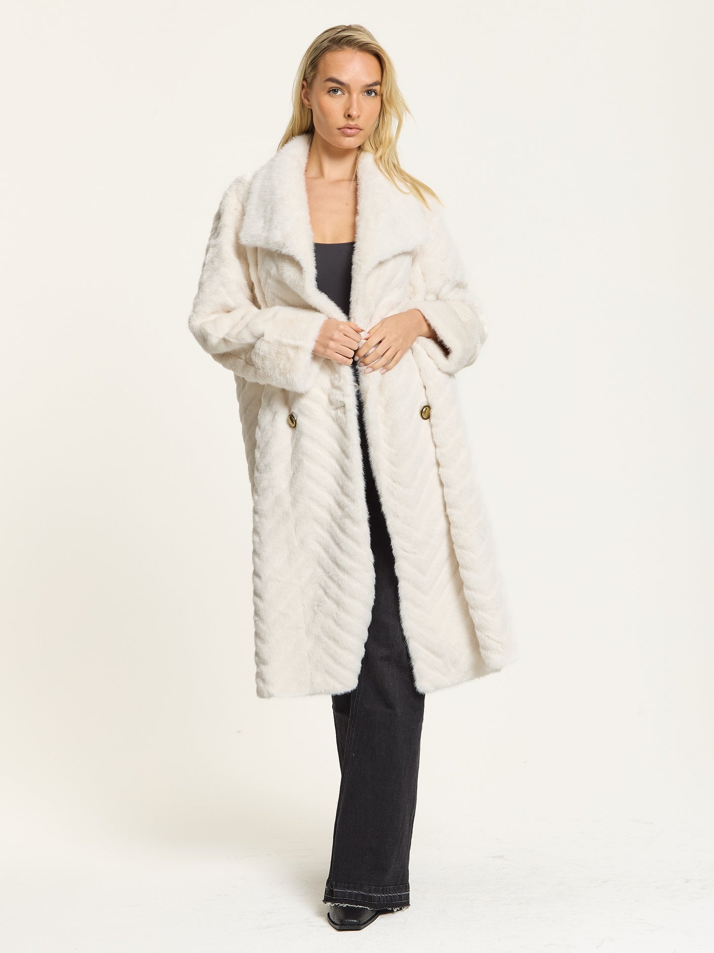 
                  
                    Ivory Faux Fur Longline Coat
                  
                