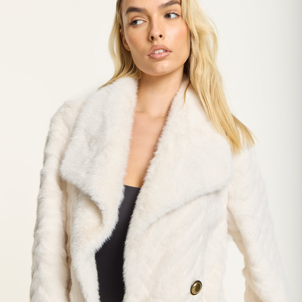 
                  
                    Ivory Faux Fur Longline Coat
                  
                