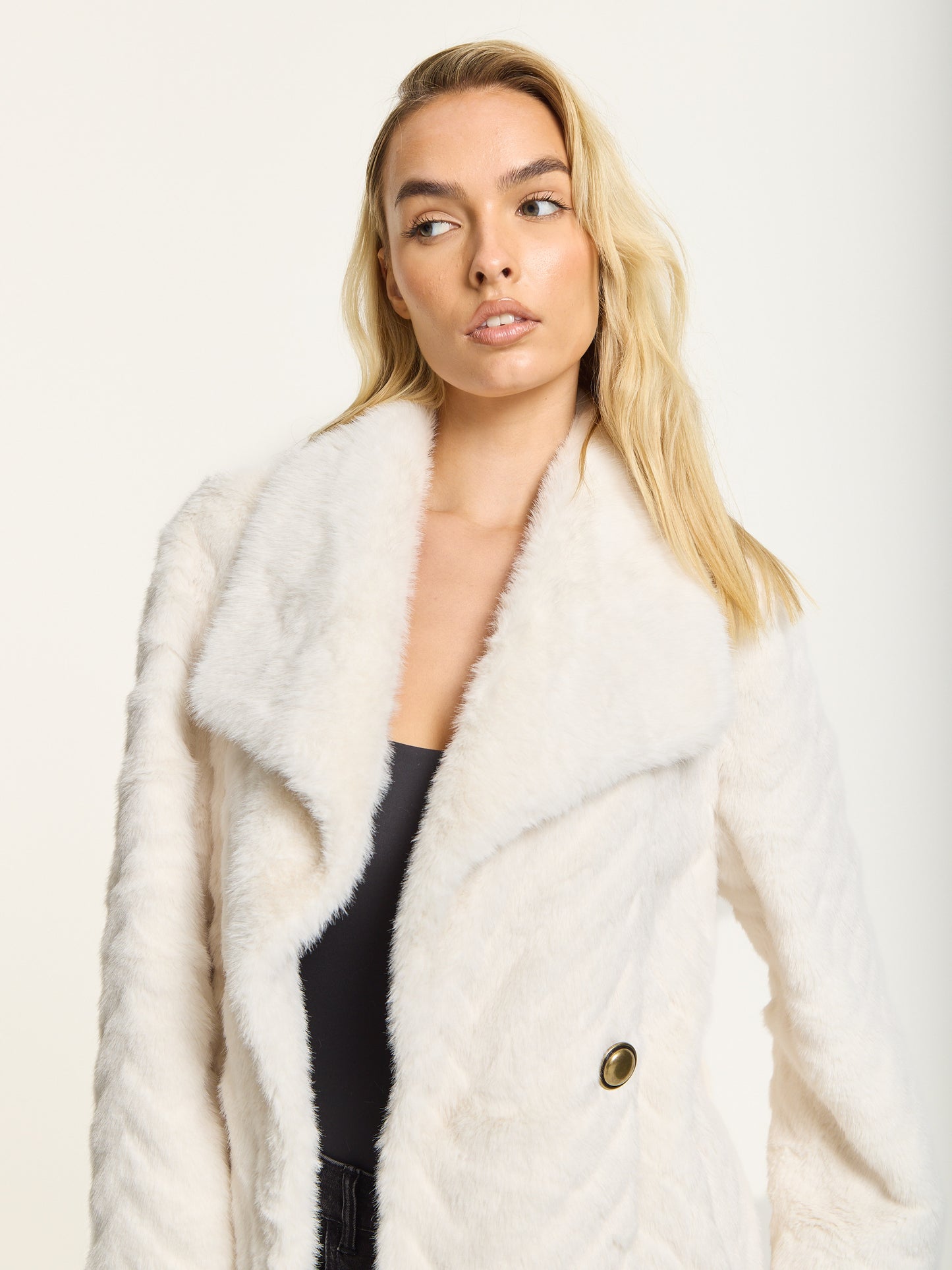 
                  
                    Ivory Faux Fur Longline Coat
                  
                