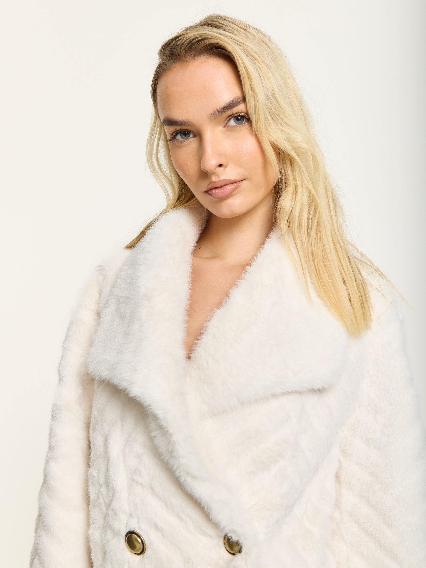 
                  
                    Ivory Faux Fur Longline Coat
                  
                