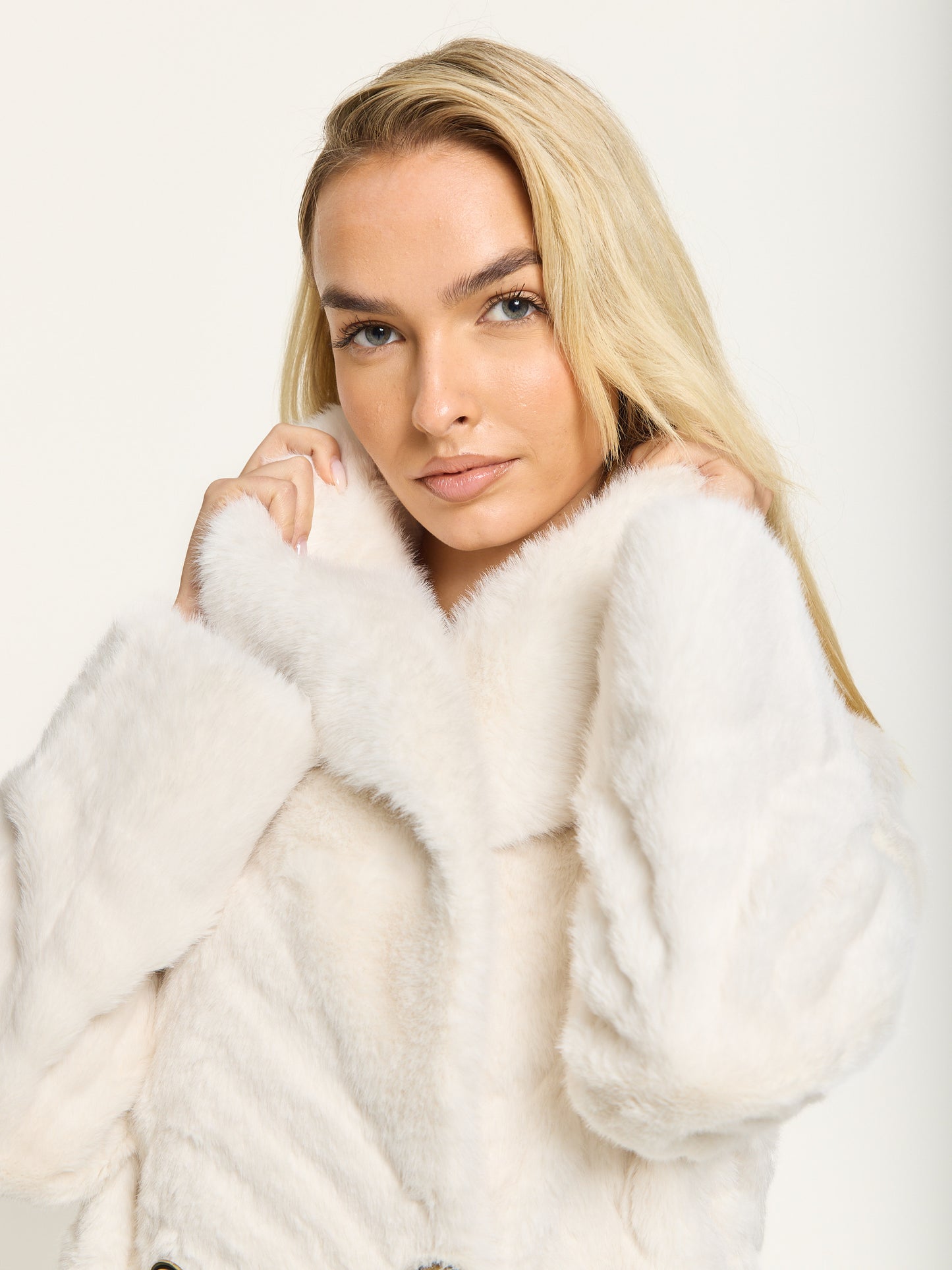
                  
                    Ivory Faux Fur Longline Coat
                  
                
