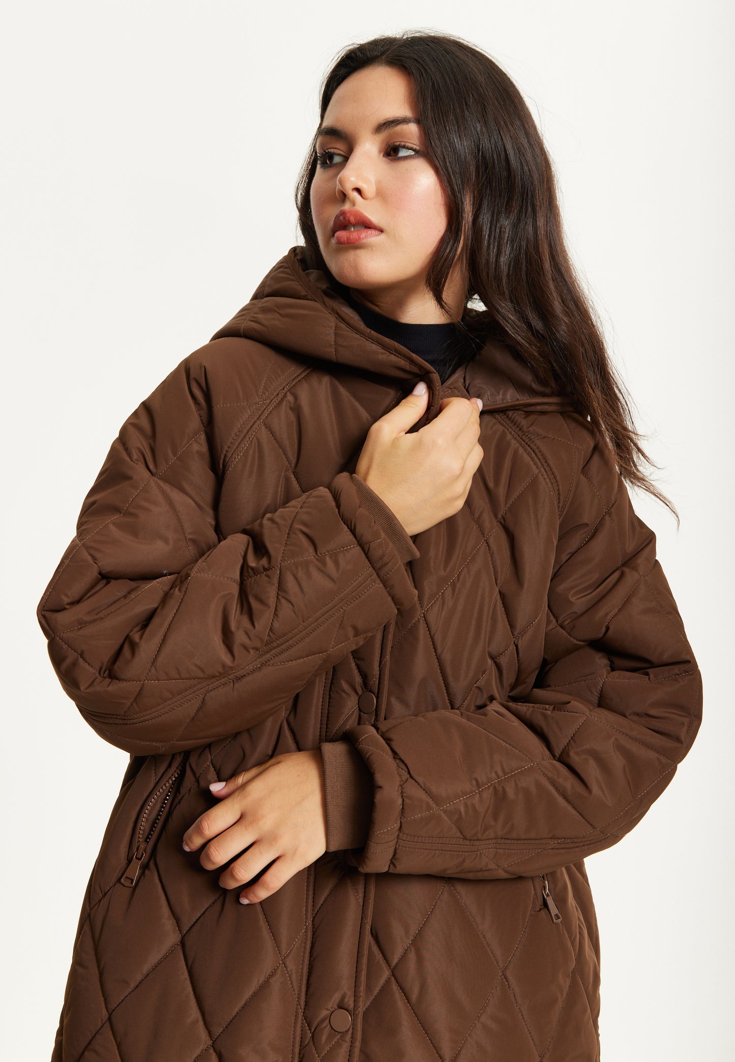 
                  
                    Brown Quilted Oversized Hooded Coat
                  
                