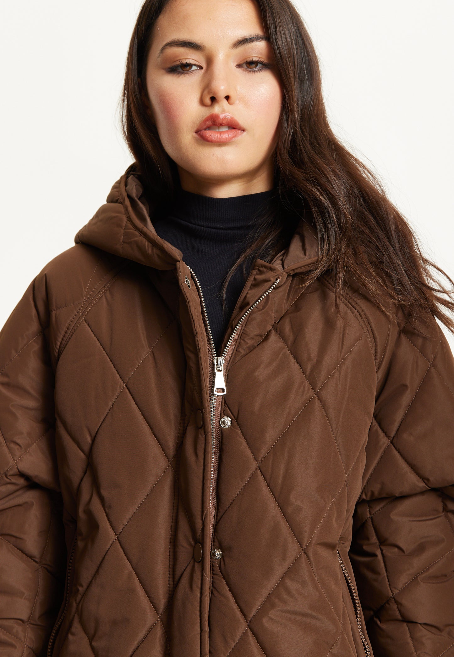 
                  
                    Brown Quilted Oversized Hooded Coat
                  
                