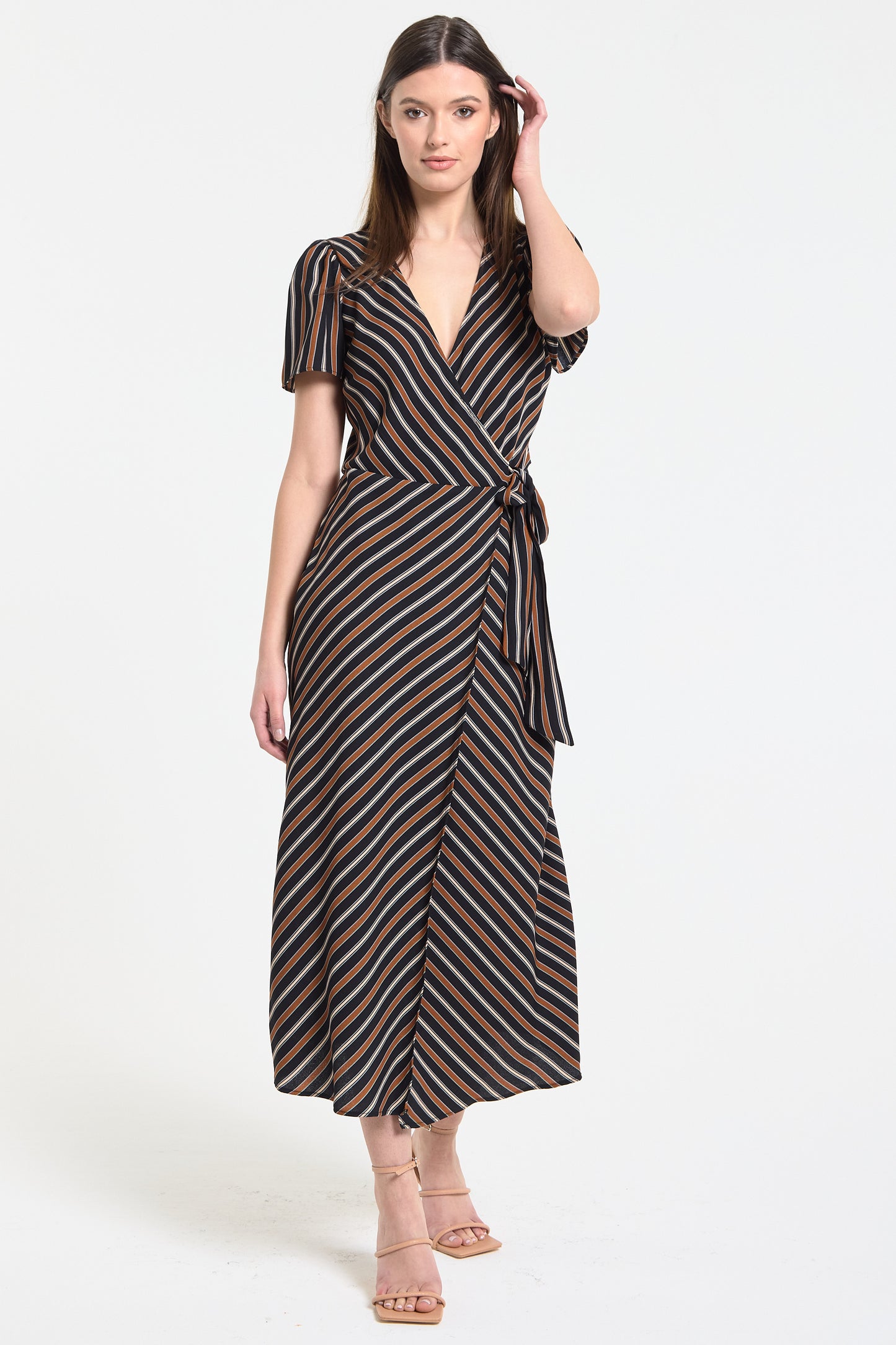 
                  
                    Striped Wrap Midi Dress with Tie
                  
                