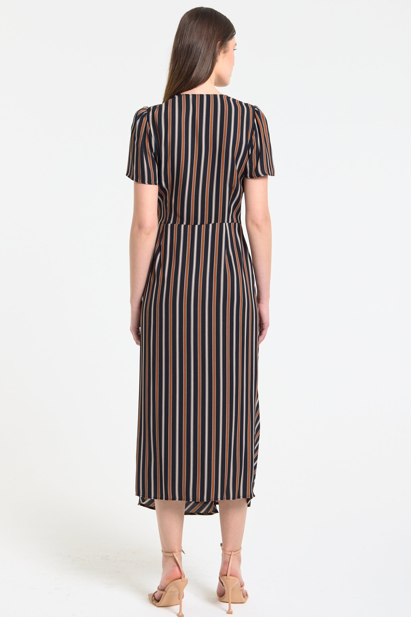 
                  
                    Striped Wrap Midi Dress with Tie
                  
                