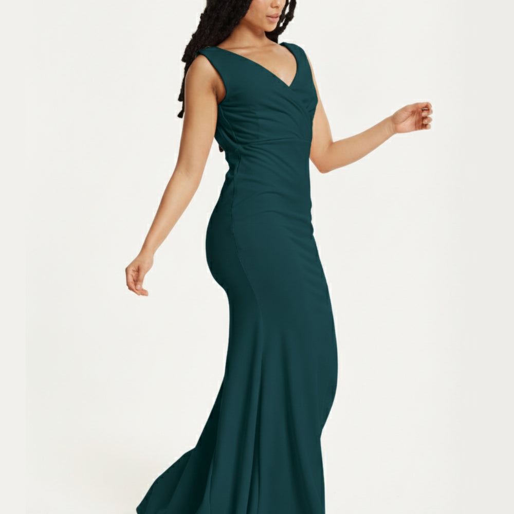 
                  
                    Emerald Green Draped Back Maxi Dress
                  
                