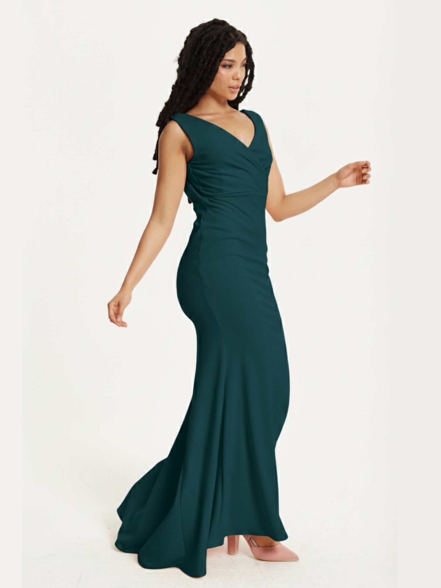 
                  
                    Emerald Green Draped Back Maxi Dress
                  
                