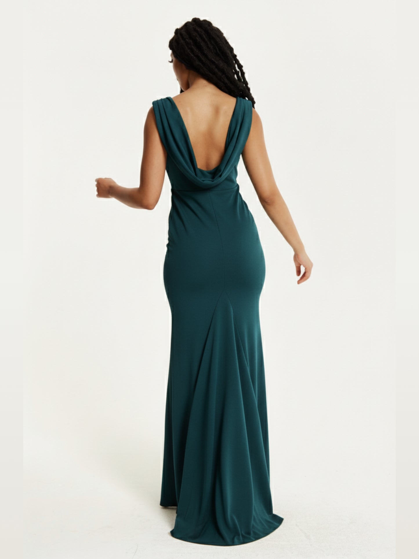 
                  
                    Emerald Green Draped Back Maxi Dress
                  
                