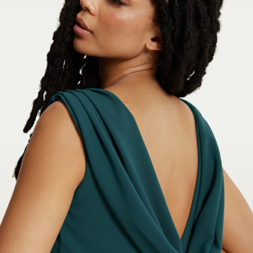 
                  
                    Emerald Green Draped Back Maxi Dress
                  
                