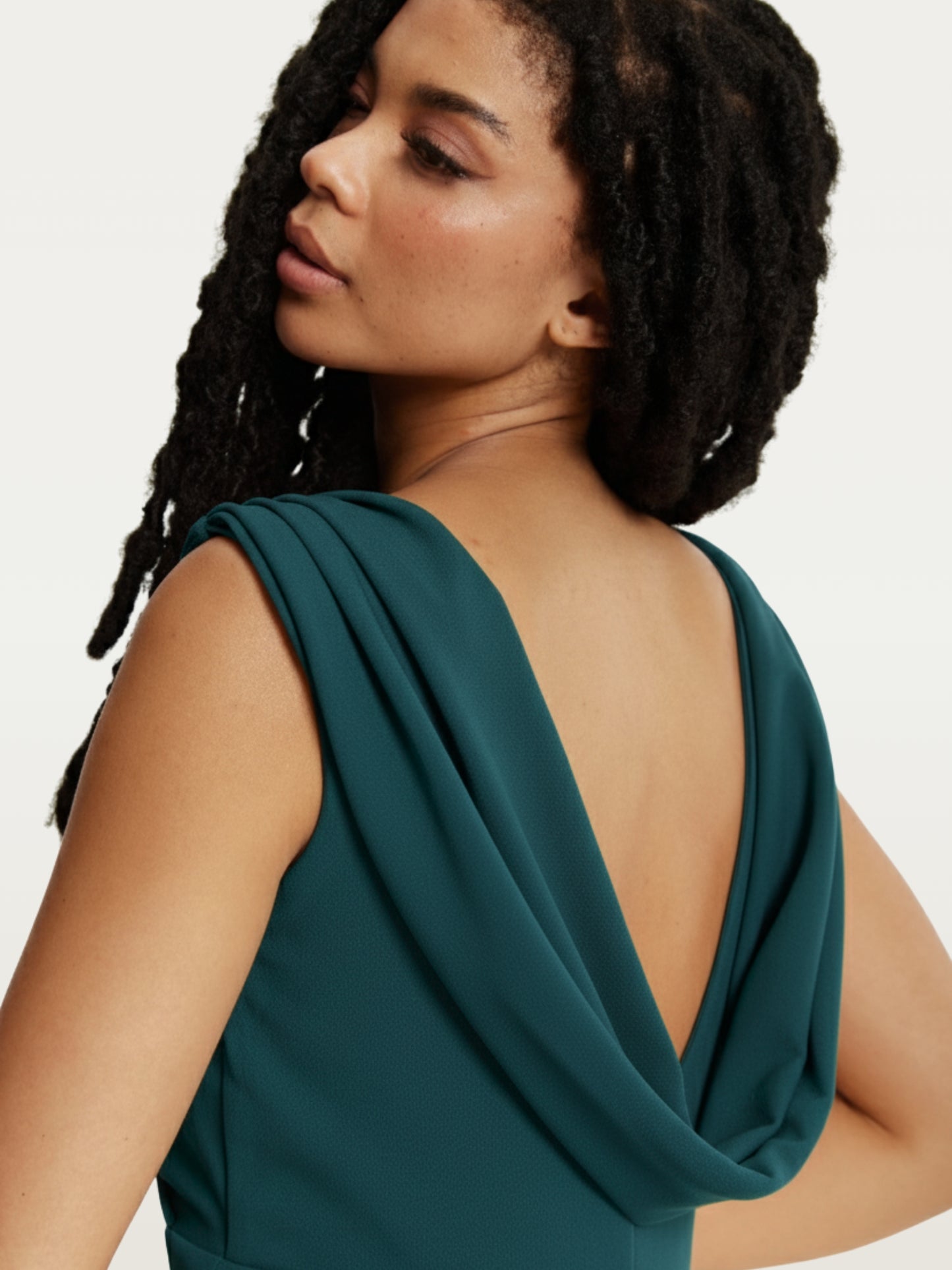 
                  
                    Emerald Green Draped Back Maxi Dress
                  
                