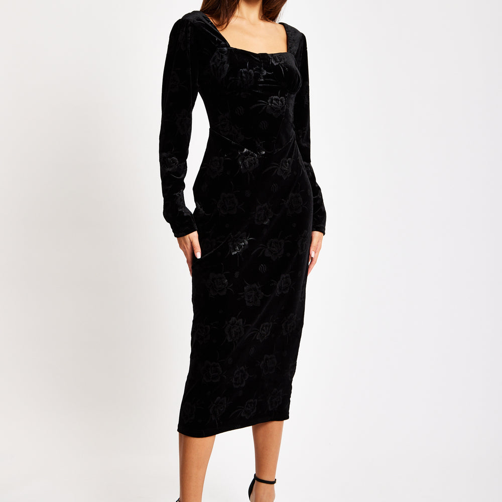 
                  
                    Liquorish Corset Detail Midi Black Velvet Dress
                  
                